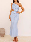 One-shoulder Floral Cutout Dress