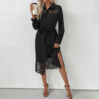 Lace Stitching Shirt Midi Dress photo 4