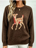 Deer Pattern Raglan Sleeve Sweater (4)