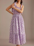 Floral Smocked Tie-shoulder Midi Dress (4)