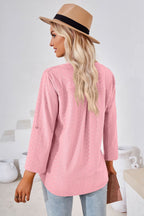 V-neck Roll-tap Sleeve Blouse (20)