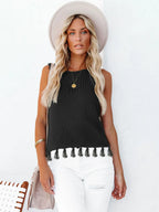 Cutout Tassel Round Neck Tank (3)