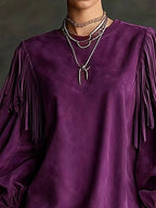 Fringe Detail Lantern Sleeve Mini Dress (17)