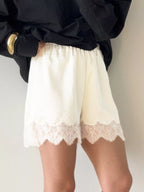Lace Trim Elastic Waist Shorts (10)