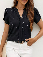 Heart Print Petal Sleeve Blouse (16)