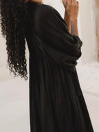 Tie Neck 3/4 Sleeve Midi Dress (14)