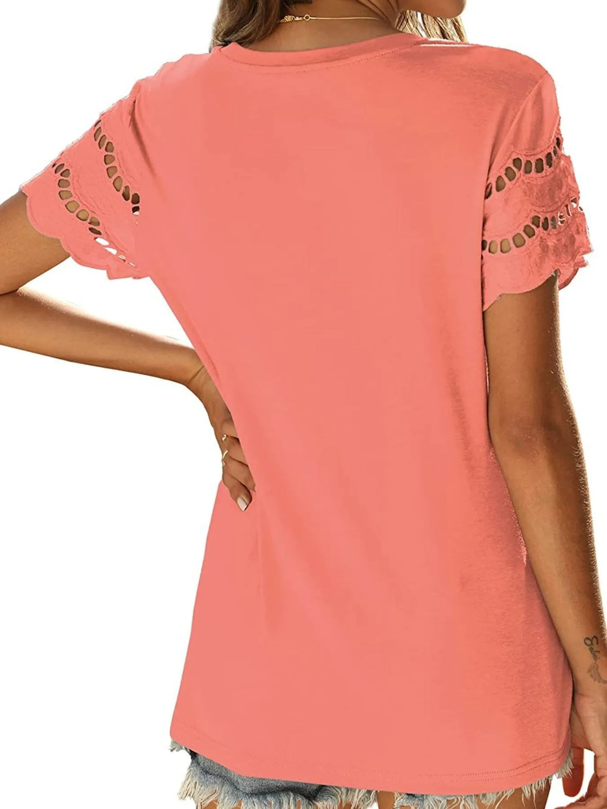Round Neck Short Sleeve Casual T-shirt (16)