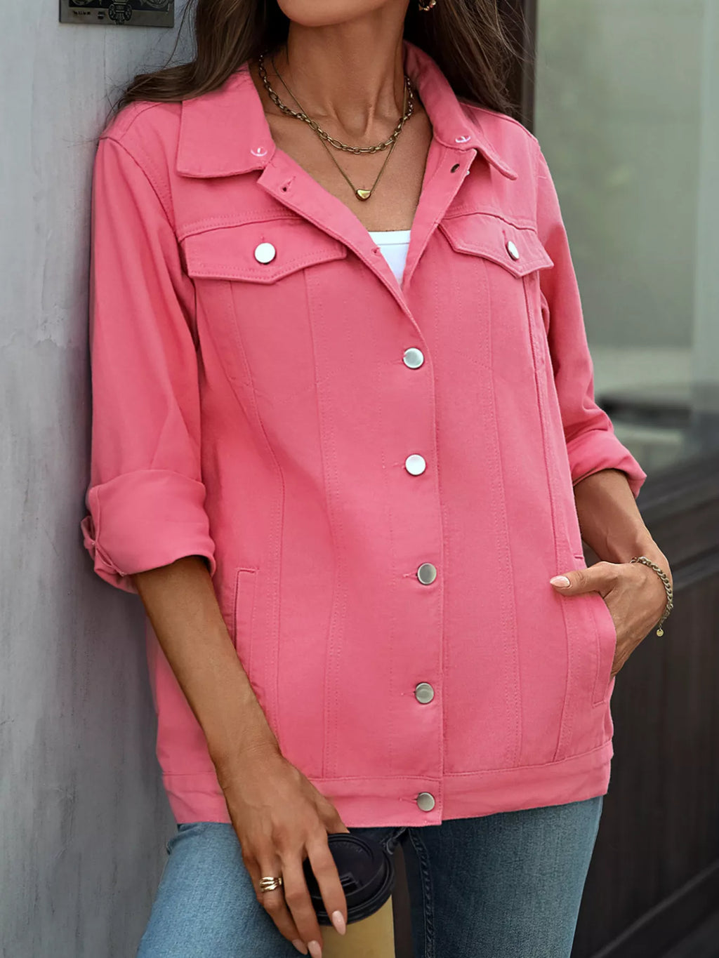 Button Up Long Sleeve Denim Jacket (5)