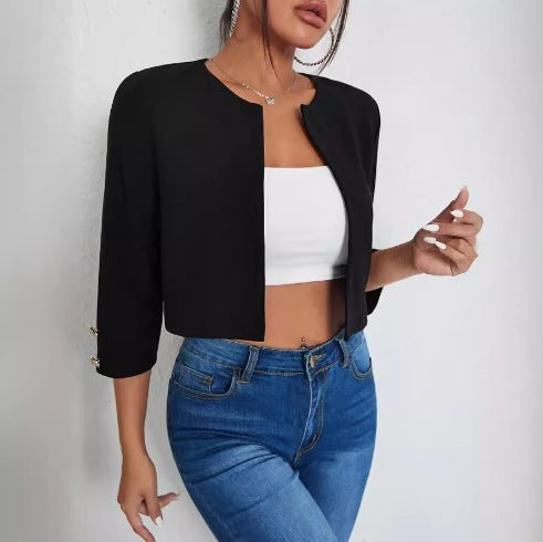 Solid Color Slit Bomber Jacket variant CJYD203830101AZ|CJYD203830102BY|CJYD203830103CX|CJYD203830104DW
