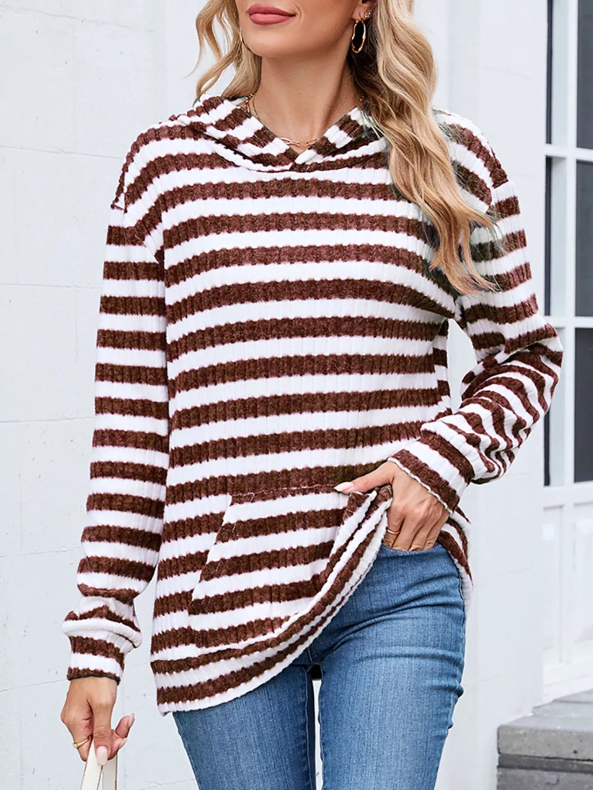 Striped Dropped Shoulder Hoodie (18)