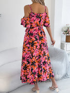 Printed Cold Shoulder Midi Cami Dress (2)