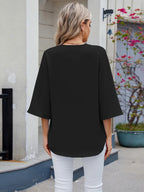 V-neck Lace Trim Blouse (6)