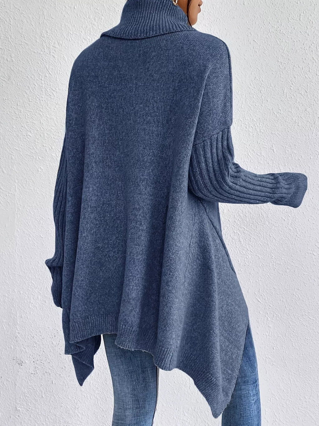 Turtleneck High-low Hem Sweater (7)