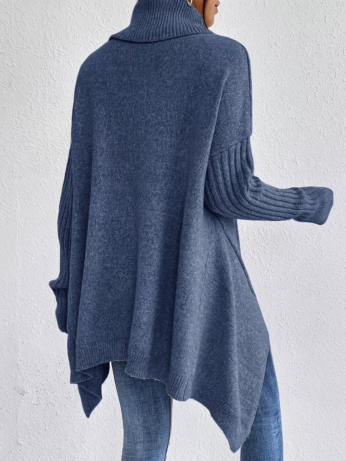 Turtleneck High-low Hem Sweater (7)