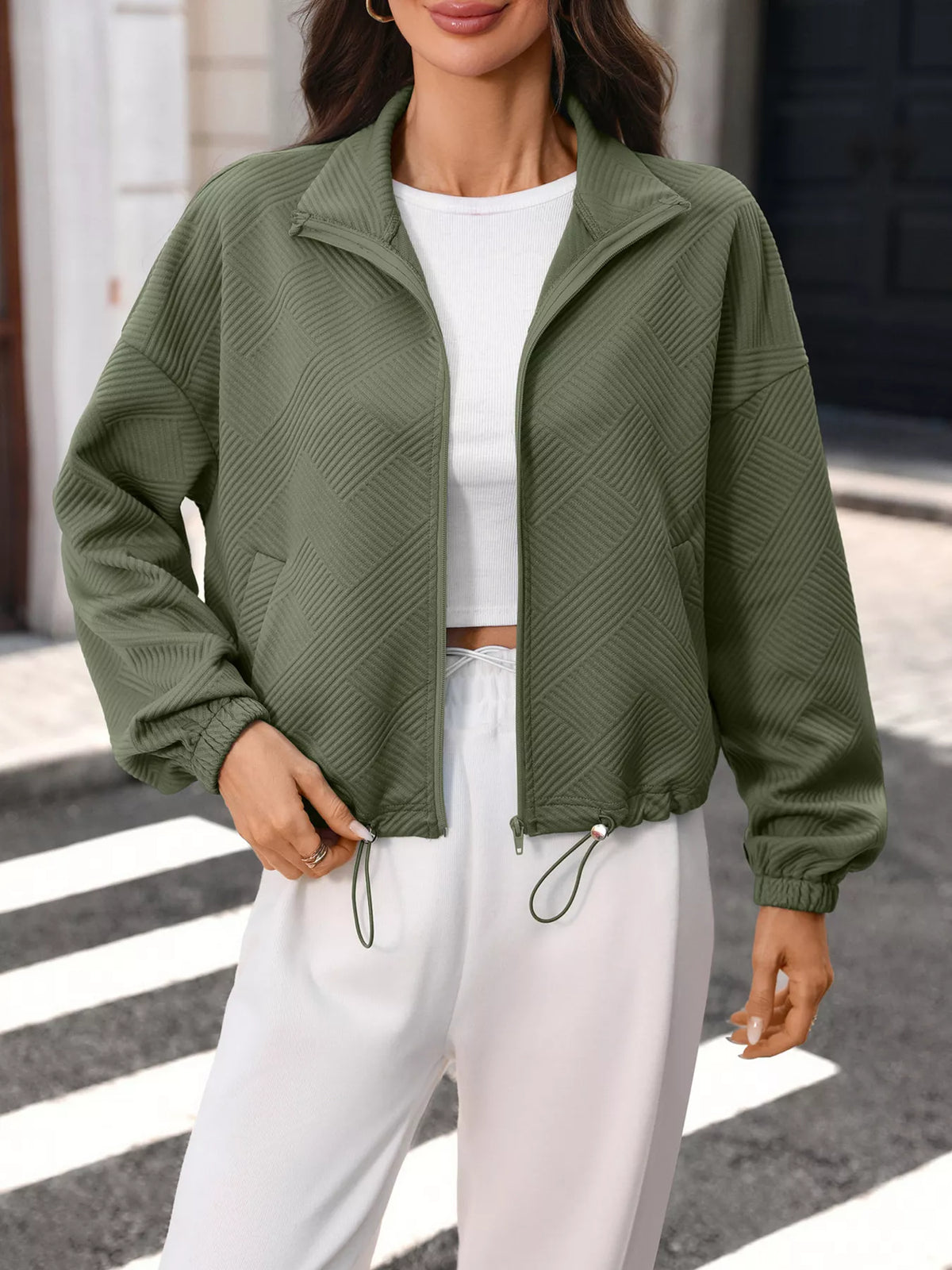 Textured Zip-up Casual Jacket (8)