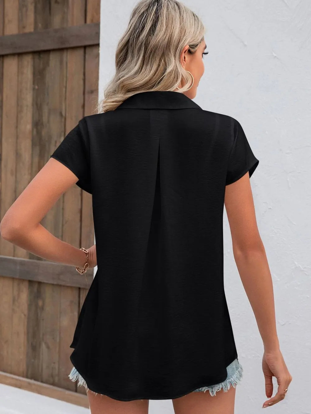 Button Up Collared Neck Short Sleeve Shirt (10)