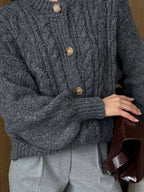 Cable Knit Button-down Cardigan (17)