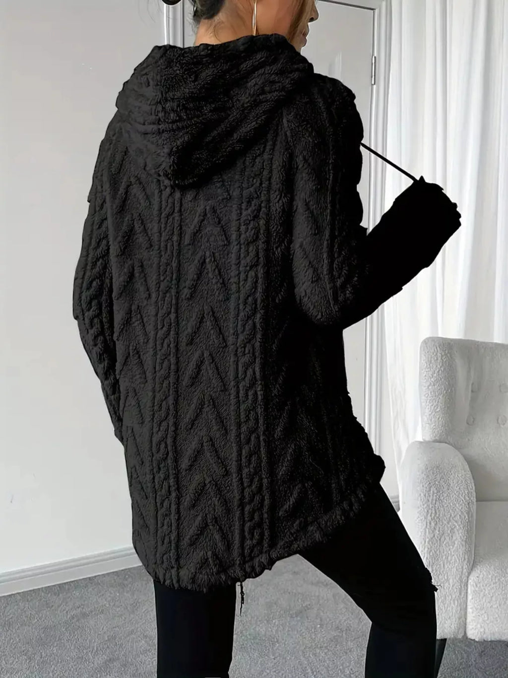 Cozy Textured Drawstring Fleece Hoodie (8)