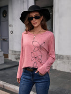 Butterfly Round Neck Dropped Shoulder Blouse (2)