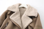 Fleece Autumn Winter Suede Fur Jacket Motorcycle photo 8