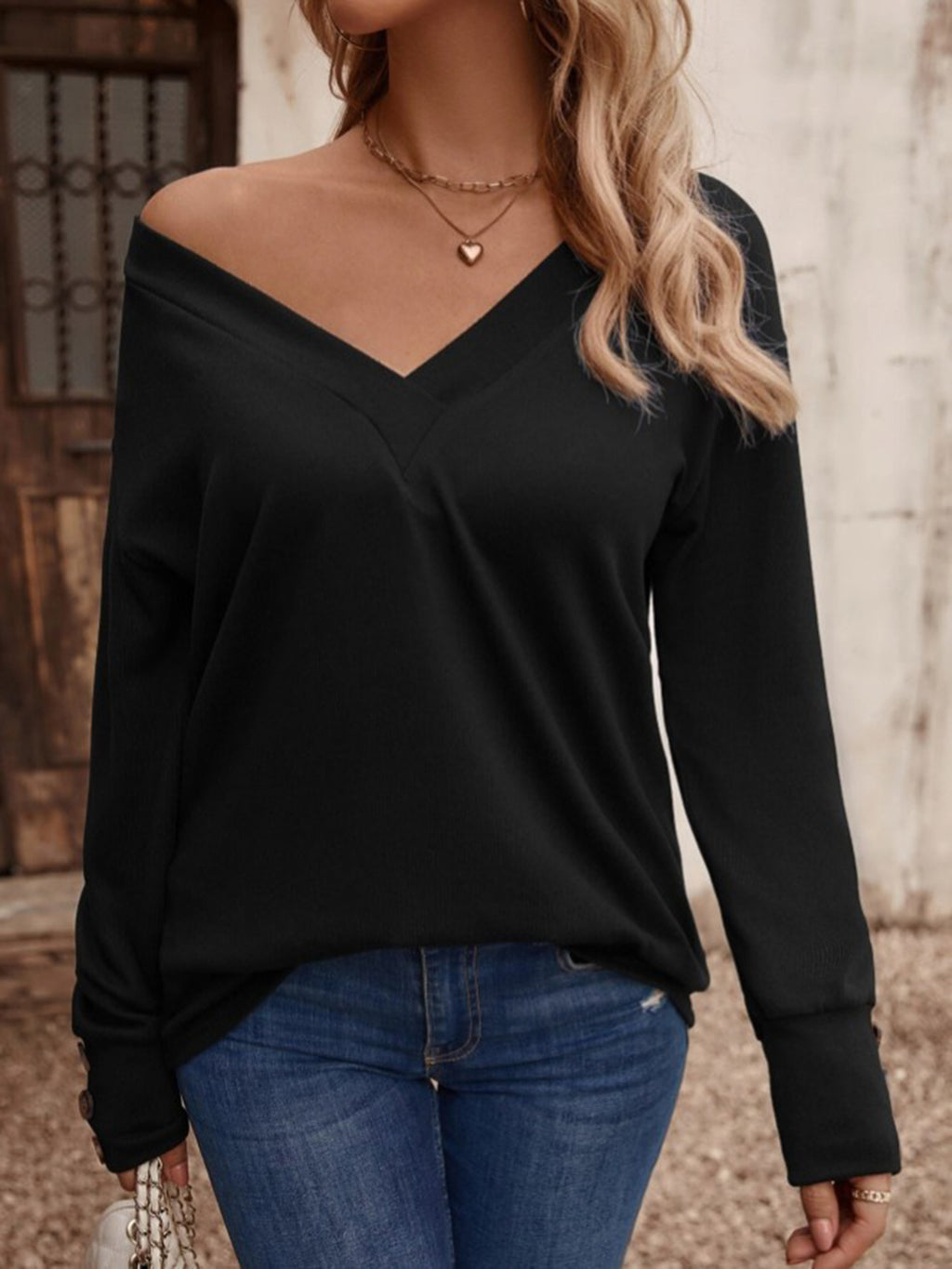 V-neck Long Sleeve Top (14)