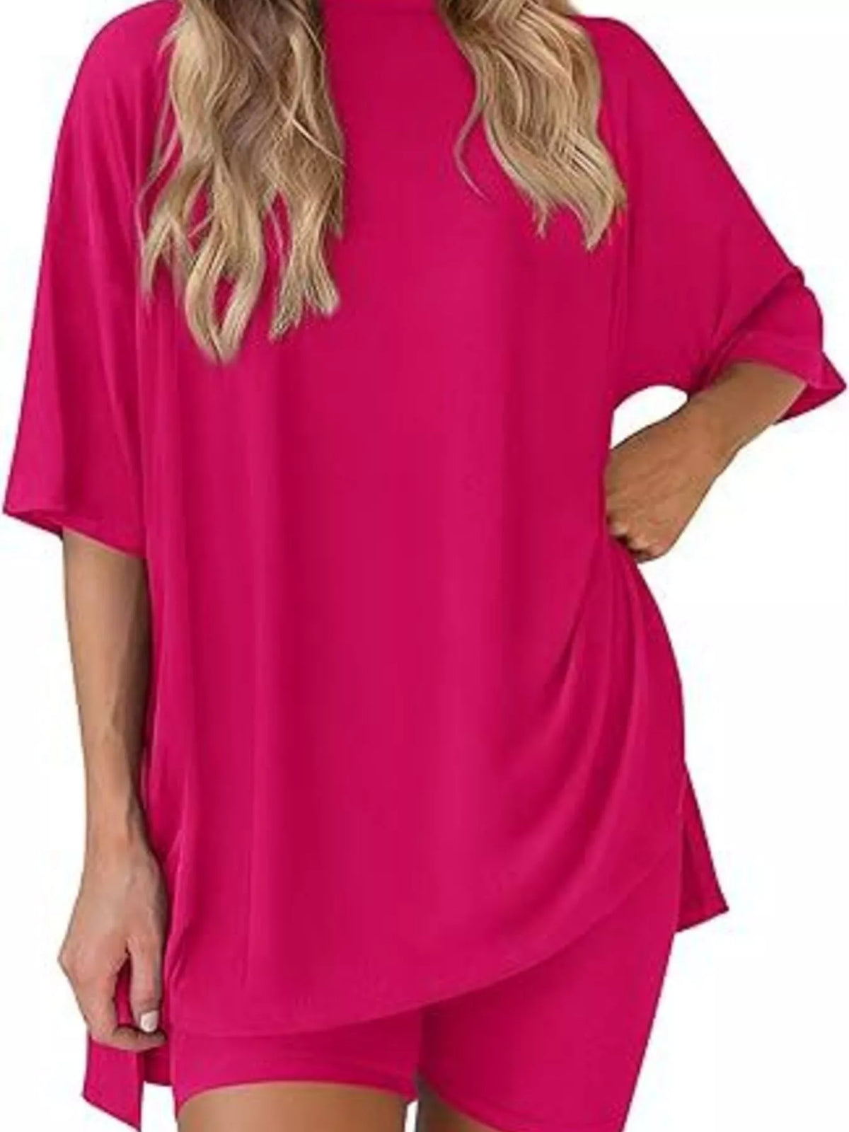 Full Size Half Sleeve T-shirt Shorts Set Plus (29)