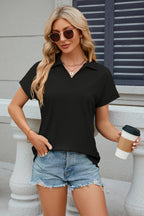 Johnny Collar Short Sleeve Blouse (3)