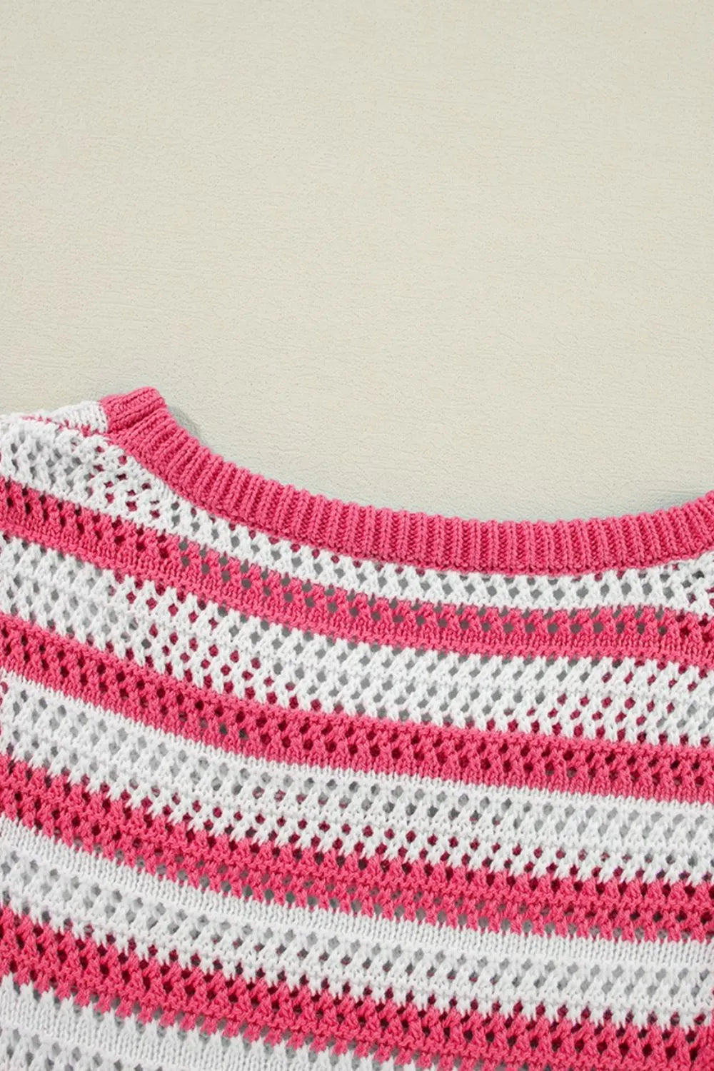 Stripe Hollowed Knit Sleeveless Sweater Dress (11)