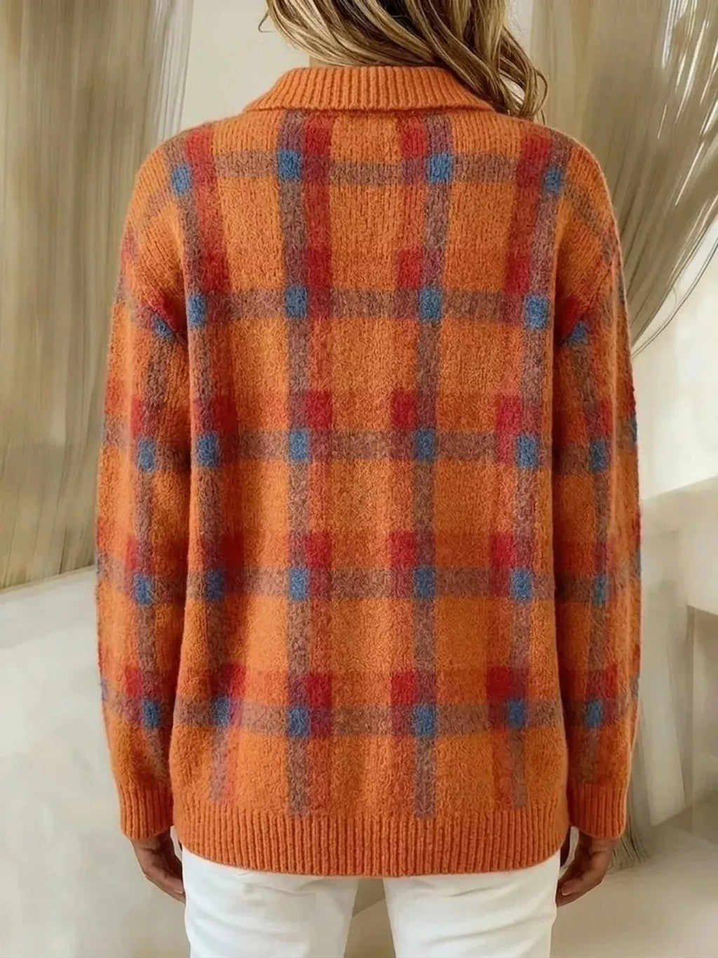 Plaid Button-up Cardigan (3)