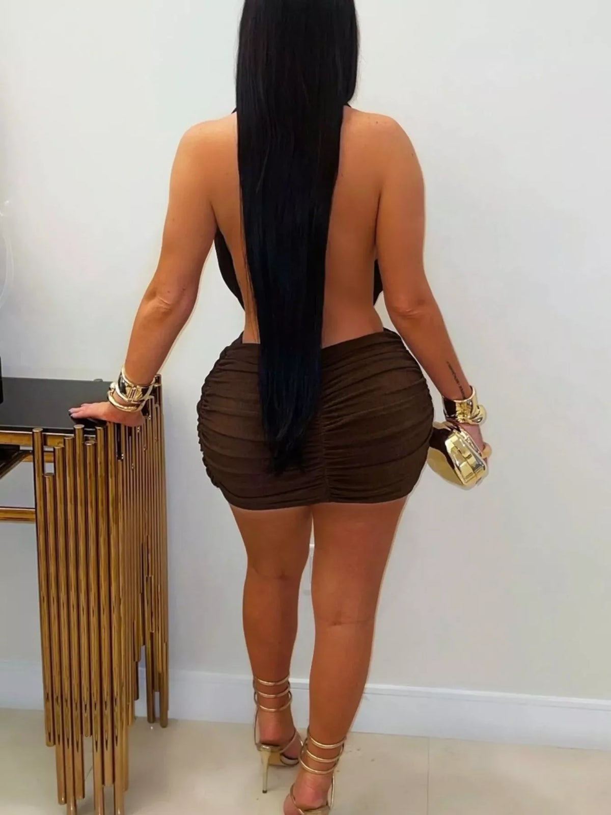 Ruched Halter Neck Bodycon Mini Dress (8)