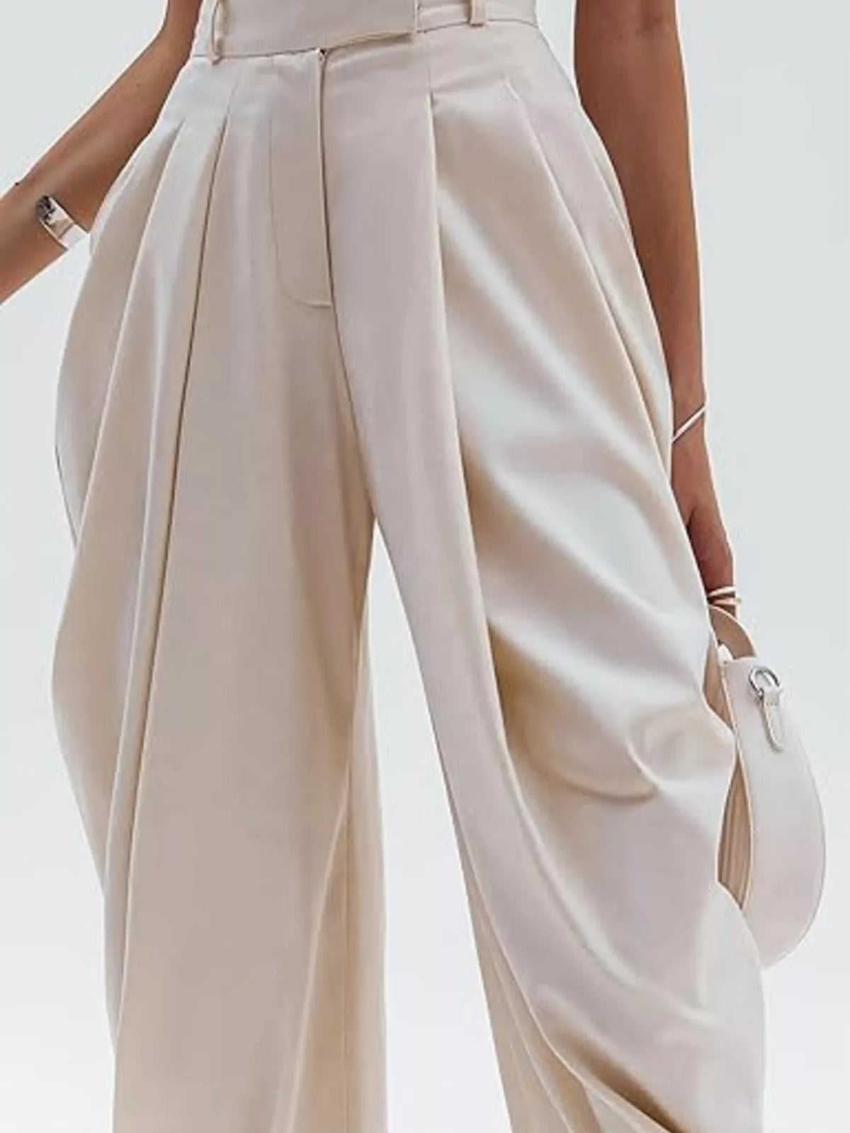 High-waisted Pleated Drape Pants (3)