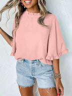 Ruffle Trim Half Sleeve Blouse (12)