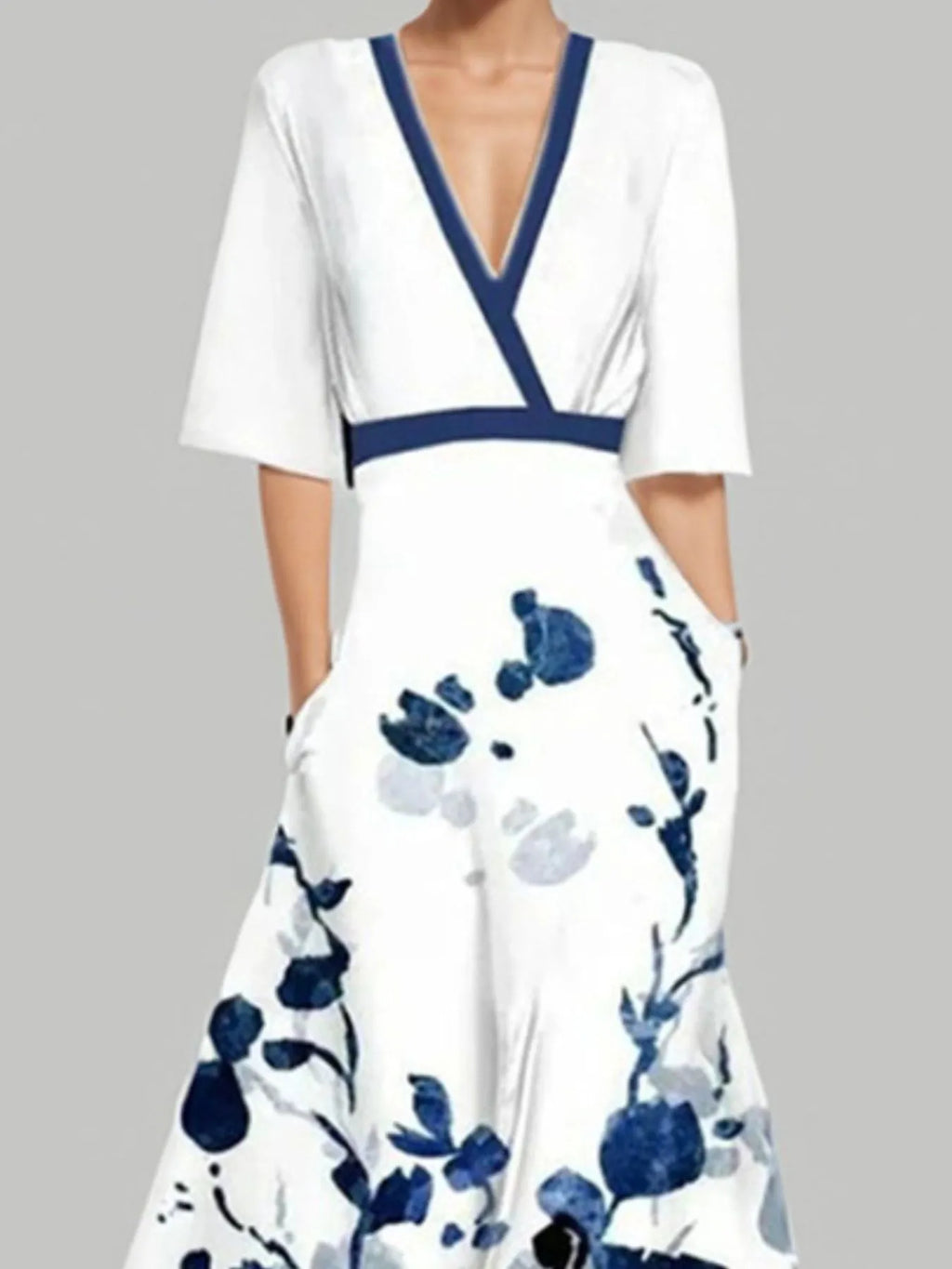 Floral Print Half Sleeve Wrap Maxi Dress (5)
