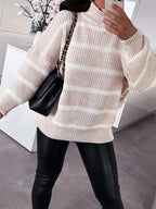 Striped Turtleneck Long Sleeve Sweater (19)