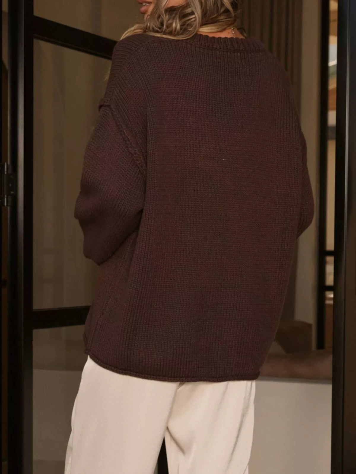 Crew Neck Dropped Shoulder Sweater (14)