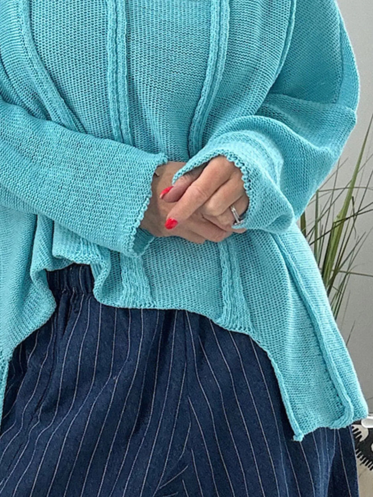 High-low Drop Shoulder Sweater (4)