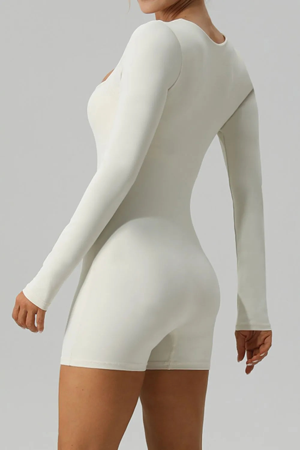 Square Neck Long Sleeve Active Romper (2)