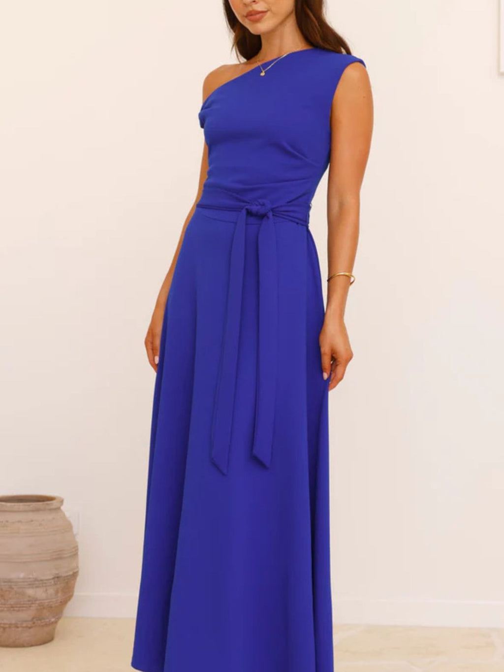 Single Shoulder Tie Waist Maxi Dress (10)