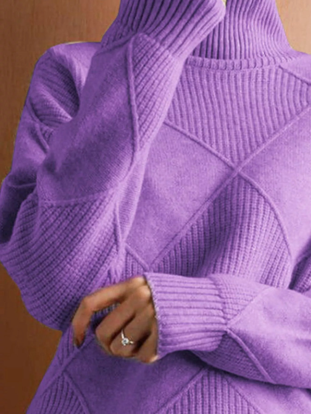 Argyle Pattern Turtleneck Sweater (15)