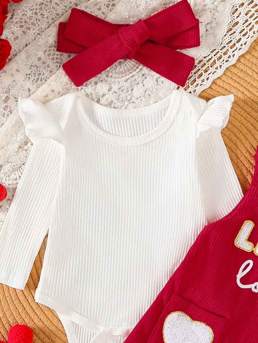 Children's Ruffled Bodysuit Dress Set Headband (2)