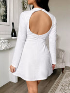 Cutout Back Long Sleeve Mini Dress (3)