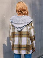 Plaid Dropped Shoulder Hooded Jacket (2)