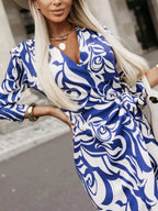 Printed Surplice Long Sleeve Wrap Dress (5)