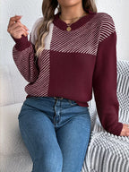 Block Striped Round Neck Sweater (11)