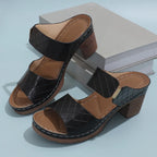 Pu Leather Block Heel Sandals (3)