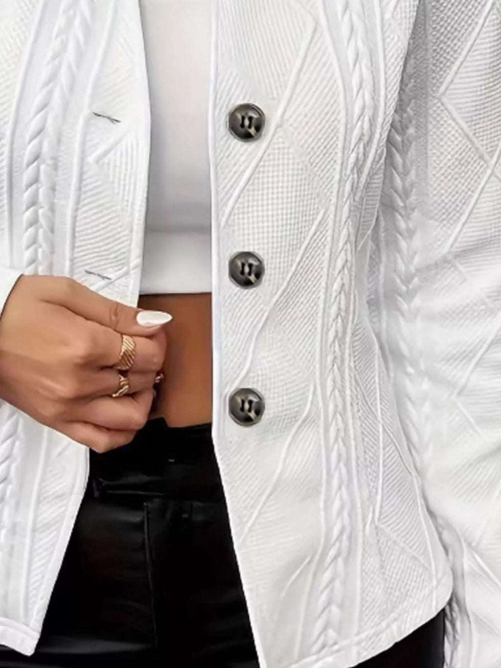 Textured Knit Button-front Blazer (20)