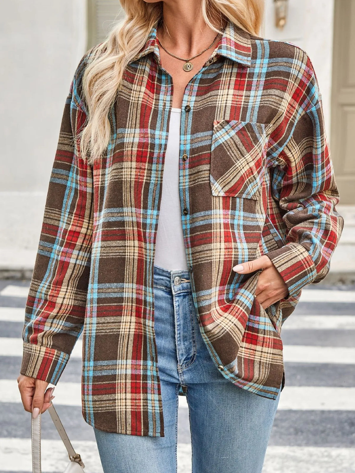 Plaid Button Up Long Sleeve Shirt