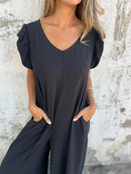 Full Size V-neck Cap Sleeve Wide Leg Jumpsuit Plus (19)