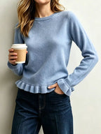 Ruffle-trimmed Crew Neck Sweater (2)