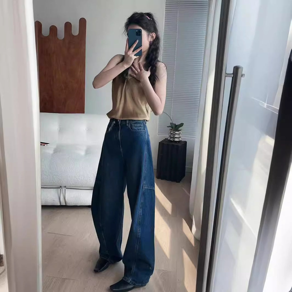 Light Deconstruction Split Tangent Loose Curved Banana Jeans photo 5